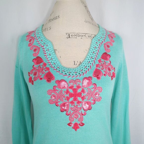 Lilly Pulitzer Knit Tunic Top Small Blue - Picture 2 of 12
